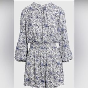 Splendid x Cella Jane Smock Waist blue white multi‎ Romper size large brand new